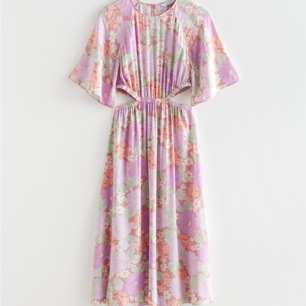 & Other Stories Floral Vintage Vibes Cut Out MIDI Dress Size 2